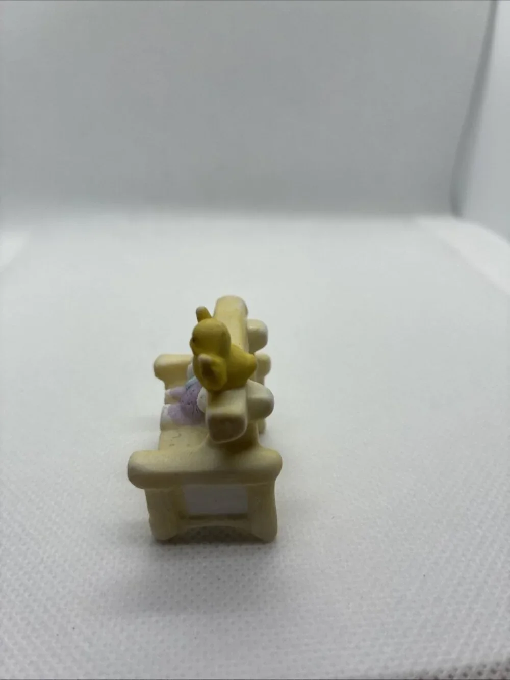 Vintage Easter Bunny Bench Figurine Sleeping Rabbit Chick Resin Mini Decor